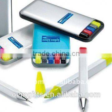 Promotional plastic highlighter set, 5 in 1 or 3 in 1 pen set