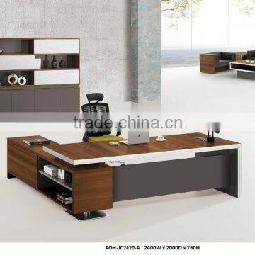 Top grade walnut L shape office working table and chair made in China(FOH-JC2420-A)