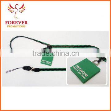 Green Zipper Lanyard Custom Company Logo Zipper Head