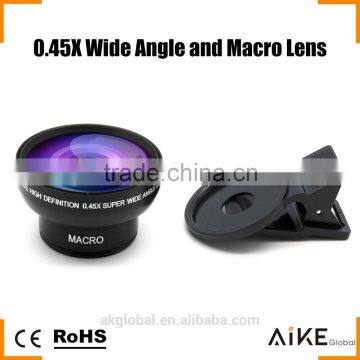 0.45X HD Super Wide Angle Lens 15X Macro 2 in 1 Lens Kit for iPhone 6S SE 5S Huawei HTC