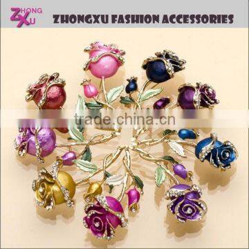 fashion custom lady beautiful colorful rhinestone flower wedding brooch for dress