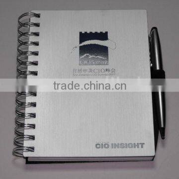 Aluminum Cover Custom School Notebook With Pen