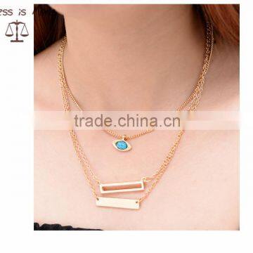 Wholesale gold rectangle necklace turqouise pendant necklace