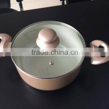 ALUMINUM COOKING POT WITH INDUCTION BOTTOM AND SOFT TOUCH HANDLES (MODEL NO. JD-CT155)