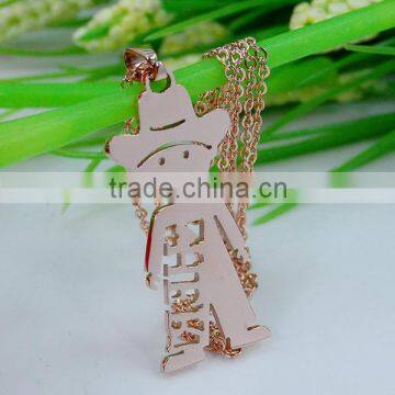 Rose gold plating boy pendant necklace