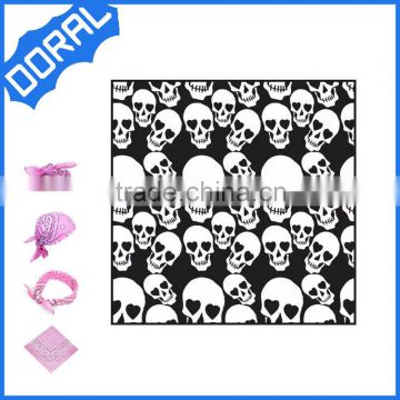 100% New Products Fashionable Designs 55*55" Square Skull Cotton Bandana