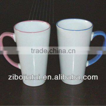 Ceramic Funnel Mug with Color Lip & Handle