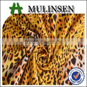 Mulinsen textile leopard pattern manufacture stretch fabric, polyester soften fabric