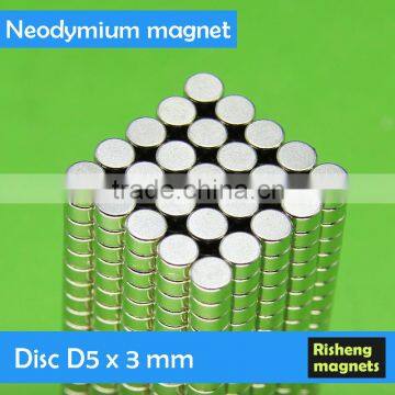 D5x3mm super strong Neodymium magnet disc