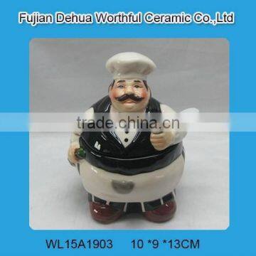 Wholesale ceramic cookie jar with chef design