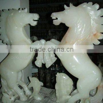 White Onyx Horse Figurines