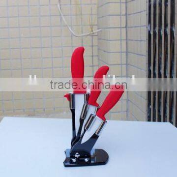 Colorful ABS Handle Ceramic Blade Kitchen Knives Set 3pcs in Acrylic Stand Holder Quality Choice photo-4