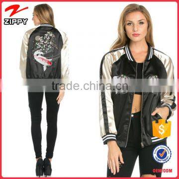 New arrival fish embroidered bomber jacket clothing for women bomber jacket with embroidery                        
                                                                                Supplier's Choice