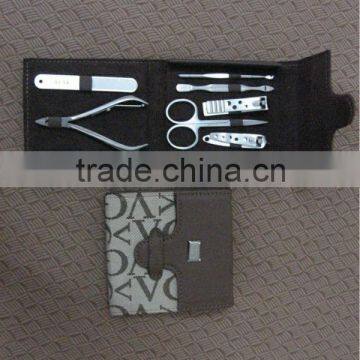 MRT-065 Fashional PU bag stainless steel 9pcs manicure set