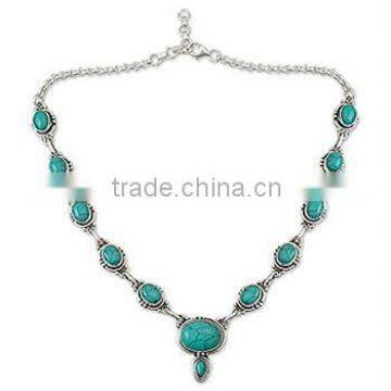 925 Sterling Silver Tibetan Turquoise Necklace