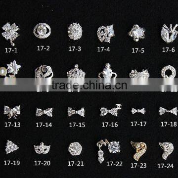 super quality zircon material crown bow knot flower fox design 3D nail art jewelry