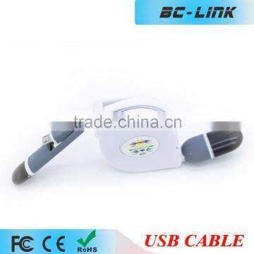 Hot sell 3 M mfi 2 in 1 retractable usb cable for Android&App