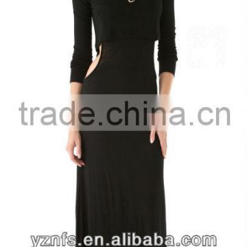 Cotton fabric fashion long sleeve sexy evening dress for women