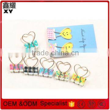 Sweet heart shape colorful metal binder clip for girlfriend