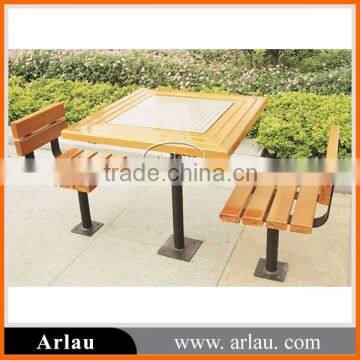 Small outdoor wooden garden chess table and chair set