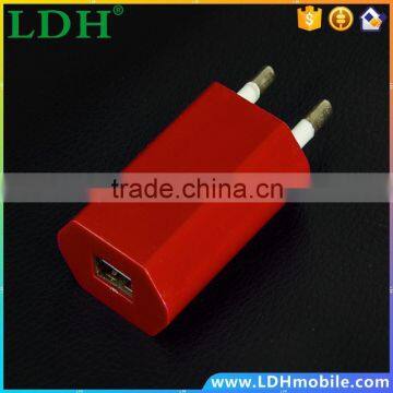 Red color Universal EU 5V / 1A Mobile Phone USB Charger Fast Charge Adapter Wall Charger For iPhone 4s iPhone 5s iPod