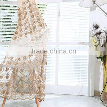 2016 Ready made embroidery window curtain polyester sheer fabric for container home curtain