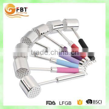 High quality colorful stainless steel beef steak tenderizer meat hammer as seen on tv