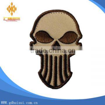 Top design cheapest custom embroidery bronze skull patch