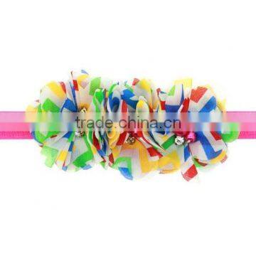 Chevron Shabby Chic Flower Headband Pear Rhinestone Lace Flower Hairband Little Girls Hair Bands photo-3