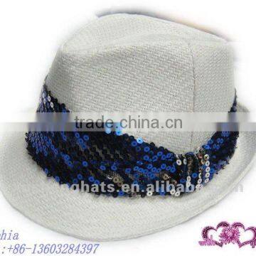 2012fashion shimmer fedora hat.paper straw summer hat