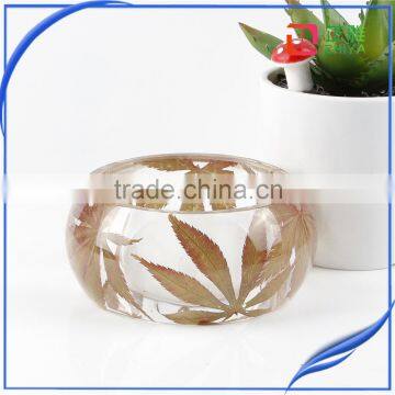 2016 handmade clear Canada maple leaf resin real dried flower bangle