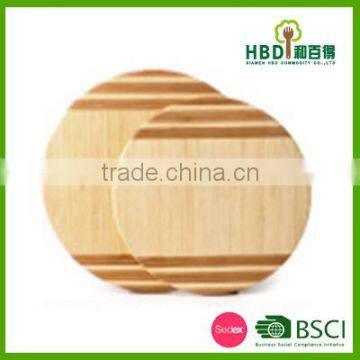 High quality bamboo stripe round bamboo cutting board,thick & round meat cutting board wholesale