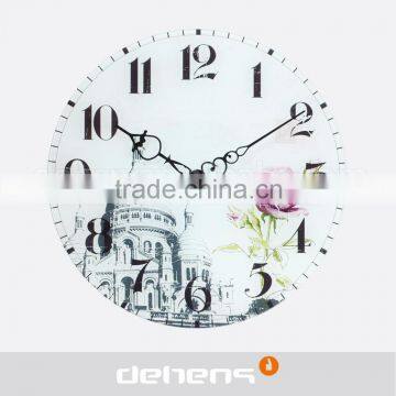 DEHENG flower glass printed wall clocks