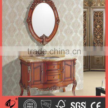 Classic brown color French Style Carved Solid Wood Bathroom Cabinet S8840