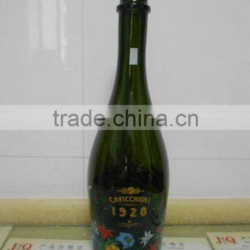 750ml classic antique green glass sparkling wine bottle