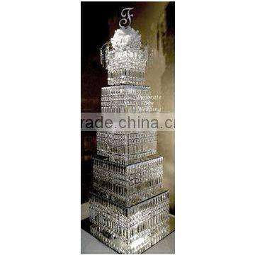 High quanlity elegant five layer crystal cake stands, crystal cake stands for wedding cakes with crystal hanging