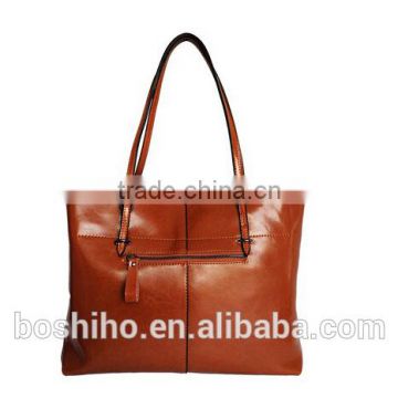 Custom fashionable woman genuine leather tote handbag