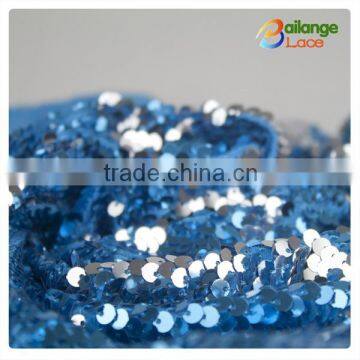 sky blue sequin fabric with factory direct price for fashion garment