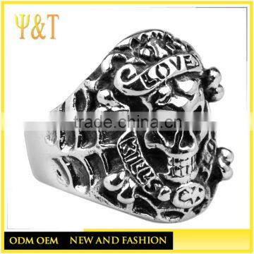 Jingli Jewelry Wholesale Stainless Steel Custom Signet Skull Rings in Stock