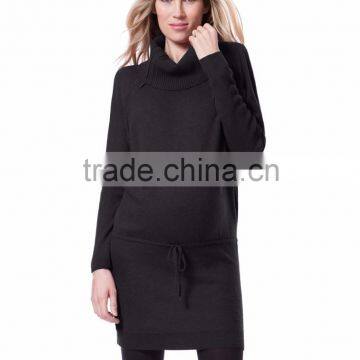 Zip Turtleneck Maternity Dress for Muslim Fashion and Comfortable