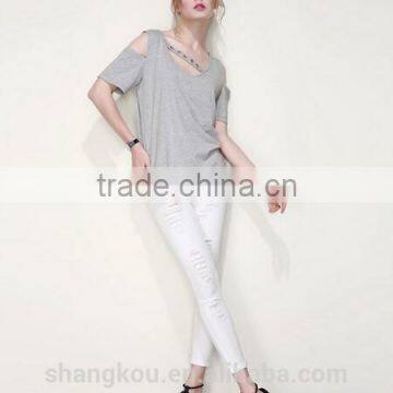 Off-shoulder t Shirt New Fashion Design Girls t Shirt Sexy Young Girls T-shirt OEM&ODM Factory Latest Design Fashion t Shirts