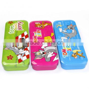 Two layers Tin Cartoon Students Pencil Case