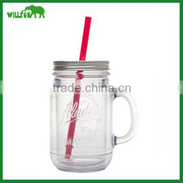 22oz Double Wall drinking mug with lid mason jar