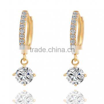 Korean style luxury 14k gold drop earrings for ladies white gemstone jewelry X71