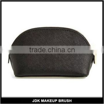 Black Mini Cosmetic Bag Pure Leather Black Makeup Bag with Metal Zippler