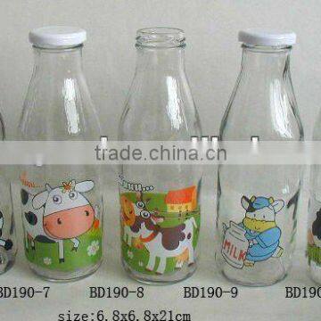 500ml glass milk bottle with nice decal
