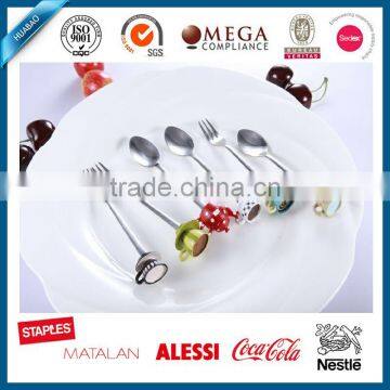 Fashion design teapot resin head stainless steel fork and spoon for gifts