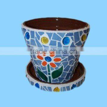 Custom designs small ceramic mosaic planter with tray