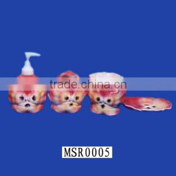 Wholesale Ceramic Pink Animal Bathroom Fitting Set