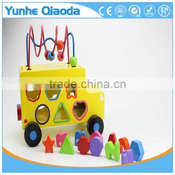 Shape Sorter and bead maze truck - Pull Along Toy - alphbet and number shape with bead maze on top